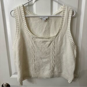Calligraphie white cable knit sweater vest, XL